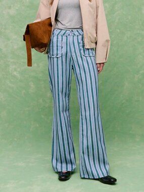 Blue Women's Relaxed Front Pocket Straight Pants